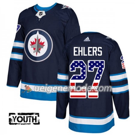 Kinder Eishockey Winnipeg Jets Trikot Nikolaj Ehlers 27 Adidas 2017-2018 Marineblau USA Flag Fashion Authentic
